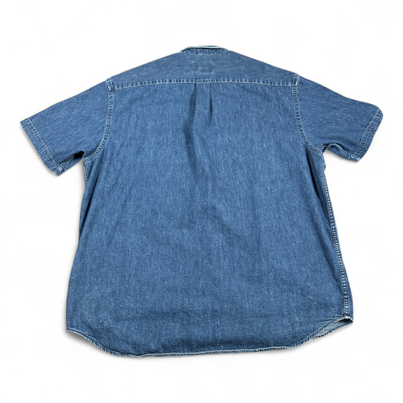 Vintage Eddie Bauer Shirt Adult EXTRA LARGE Blue Denim Jean Dark Wash 90s - Picture 3 of 9